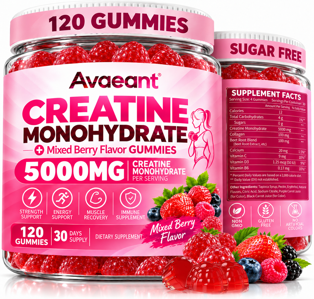 Avaeant Creatine Monohydrate mixed berry gummies
